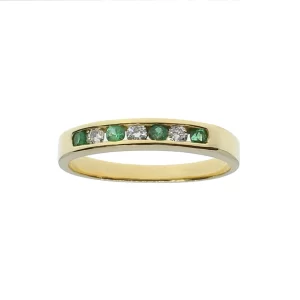 Anillo en oro 18 Kilates con brillantes y Esmeraldas