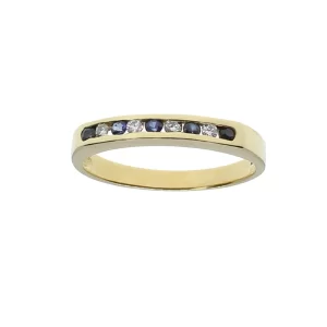 Anillo en oro 18 Kilates con brillantes y Zafiros azules