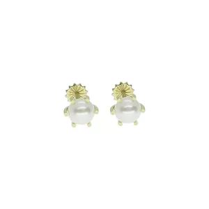 Caravanas en oro 18 Kilates con perlas de cultivo de 6 mm. (6 puntas)