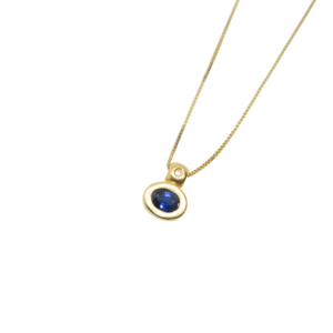 Cadena de oro con Zafiro azul y Brillante