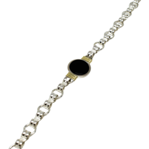 Pulsera de dama en plata, oro y Ónix