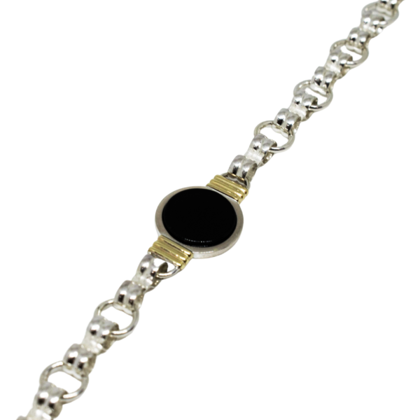 Pulsera de dama en plata, oro y Ónix - Imagen 2