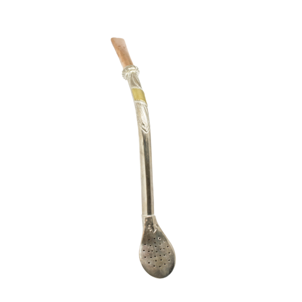 Bombilla de plata con chupete y aplique de oro