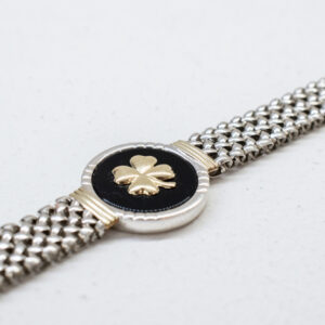 Pulsera Panther en plata, oro y Ónix