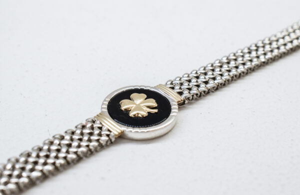 Pulsera Panther en plata, oro y Ónix