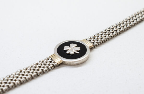 Pulsera Panther en plata, oro y Ónix