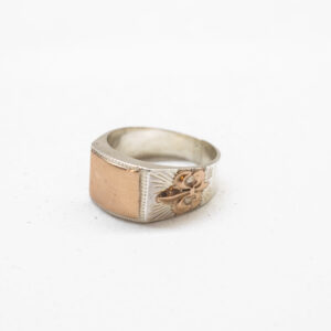 Anillo de plata con mesa y apliques de oro (mesa curva)