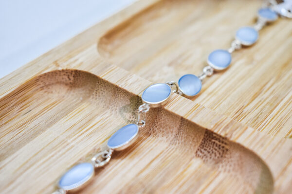 Pulsera de plata y Nácar celeste - Imagen 2