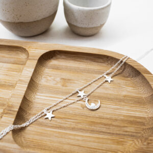 Tobillera de plata con Circonias (modelo Luna)