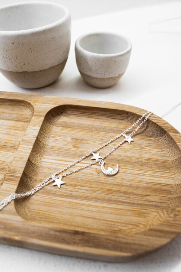 Tobillera de plata con Circonias (modelo Luna)