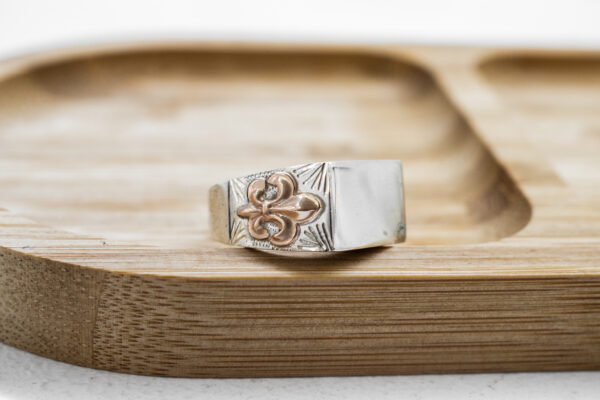 Anillo de plata con apliques de oro