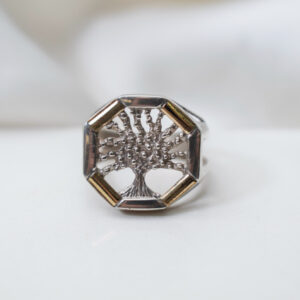 Anillo de Árbol de la Vida, de plata con detalles en oro