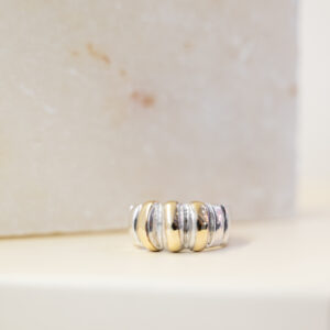 Anillo de plata y oro torneado