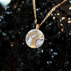 Cadena de oro + colgante Árbol de la Vida (oro y nácar)