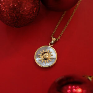 Cadena de oro + colgante Sol en oro y nácar