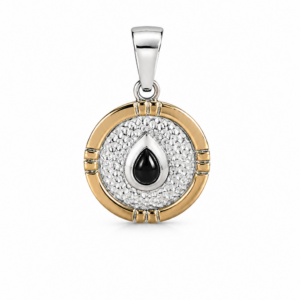 Colgante circular en plata y borde de oro