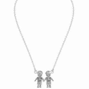 Cadena de plata + dije dos hijos