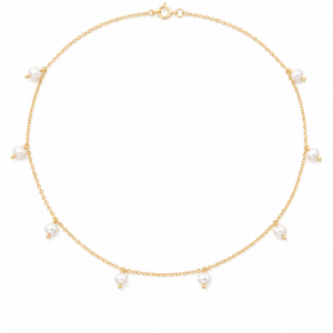 Cadena enchapada en oro y perlas de cultivo naturales