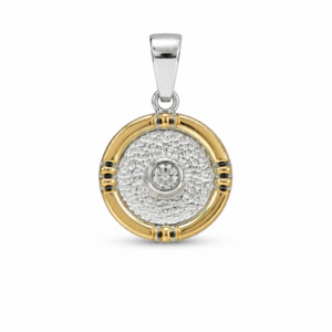 Colgante circular en plata y borde de oro