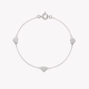 Pulsera de plata con corazones en plata y Circonias