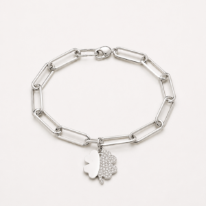 Pulsera de plata y colgante de trébol