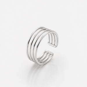 Anillo de plata media falange triple